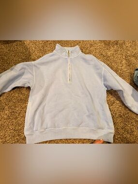 Abercrombie Light Blue Quarter-Zip Sweater